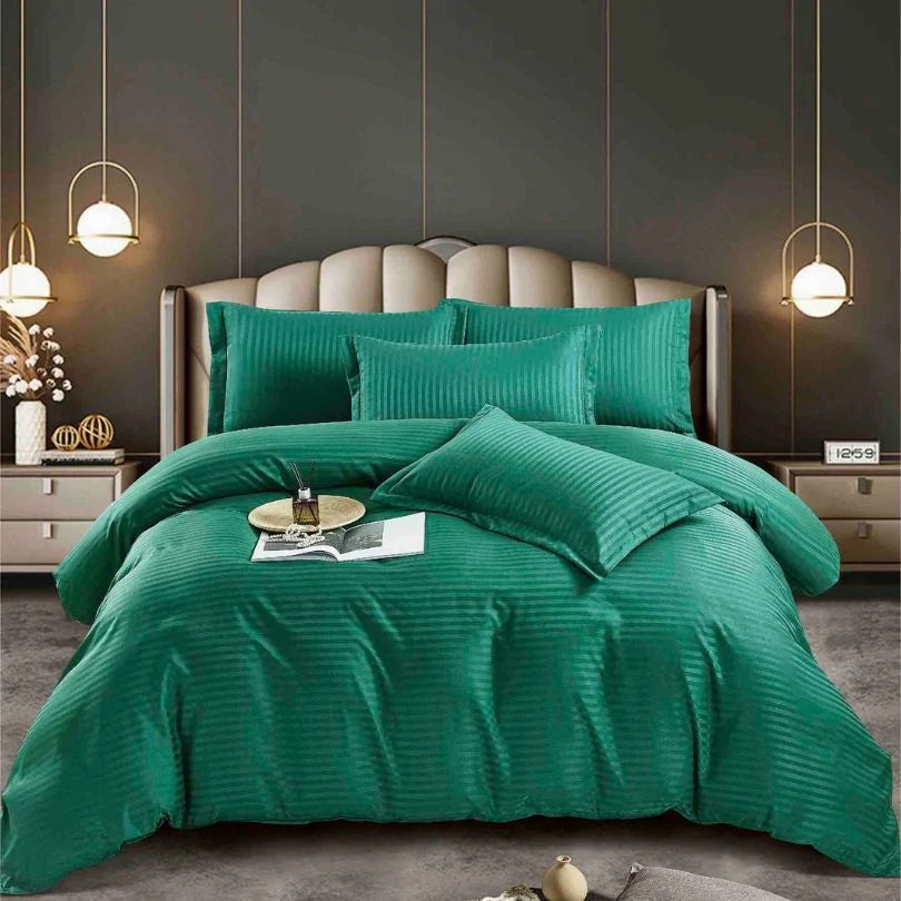 Lenjerie de Pat Damasc – 6 Piese cu Elastic, Elegantă și Rafinată – 2383 J